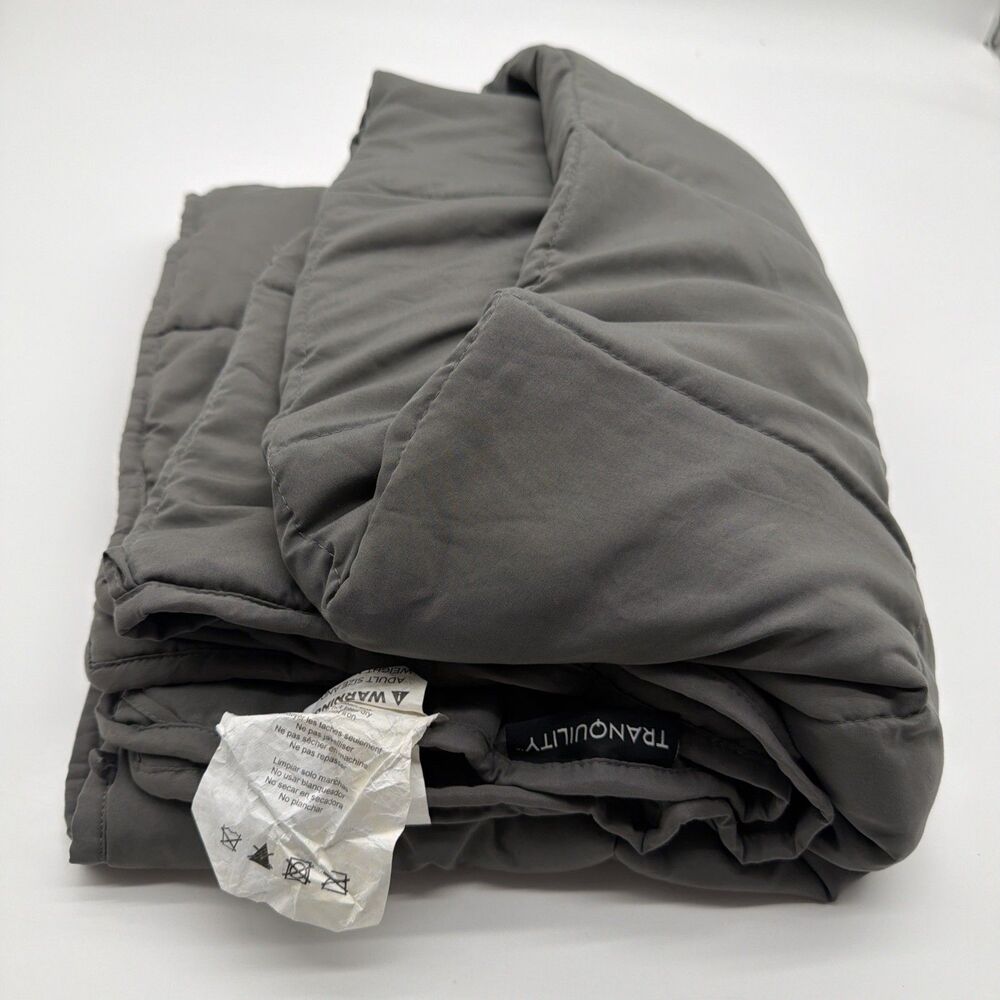 TRANQUILITY Therapeutic 12lb Weighted Blanket Grey Quilted COMFORTABLE blanket